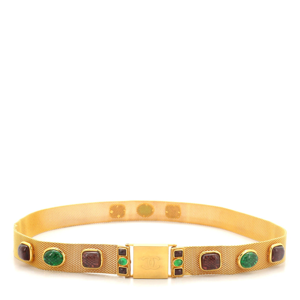 CC Buckle Belt Metal Mesh with Gripoix Thin 80
