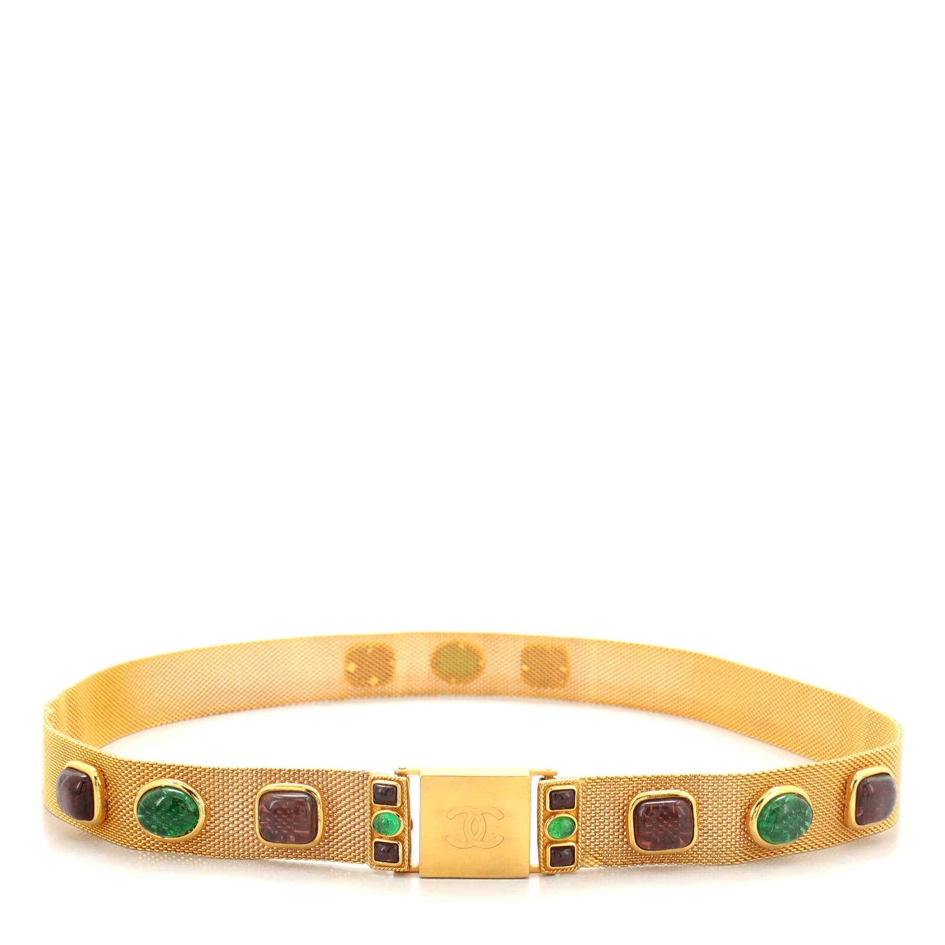 CC Buckle Belt Metal Mesh with Gripoix Thin 80