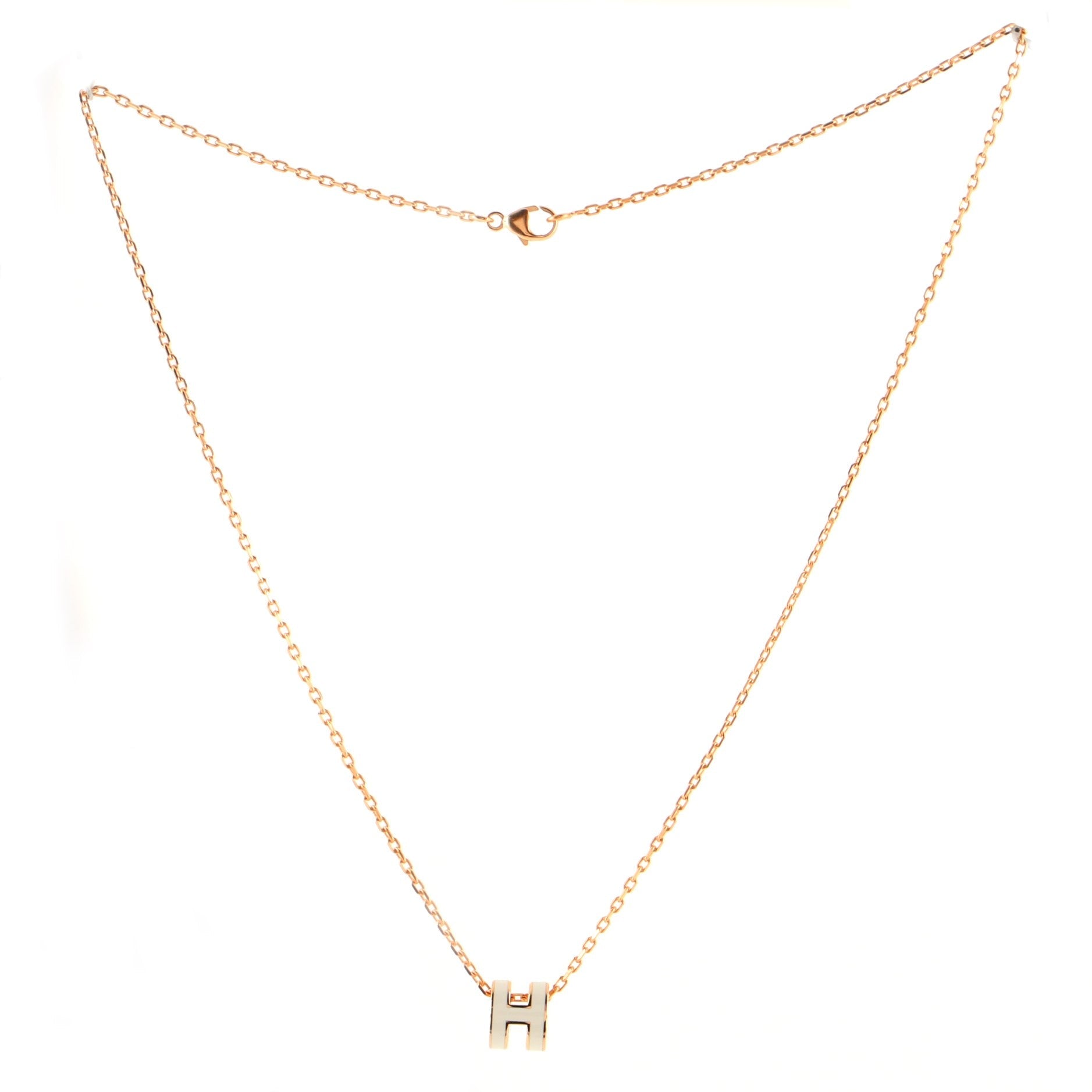 Pop H Pendant Chain Necklace Metal and Enamel Mini