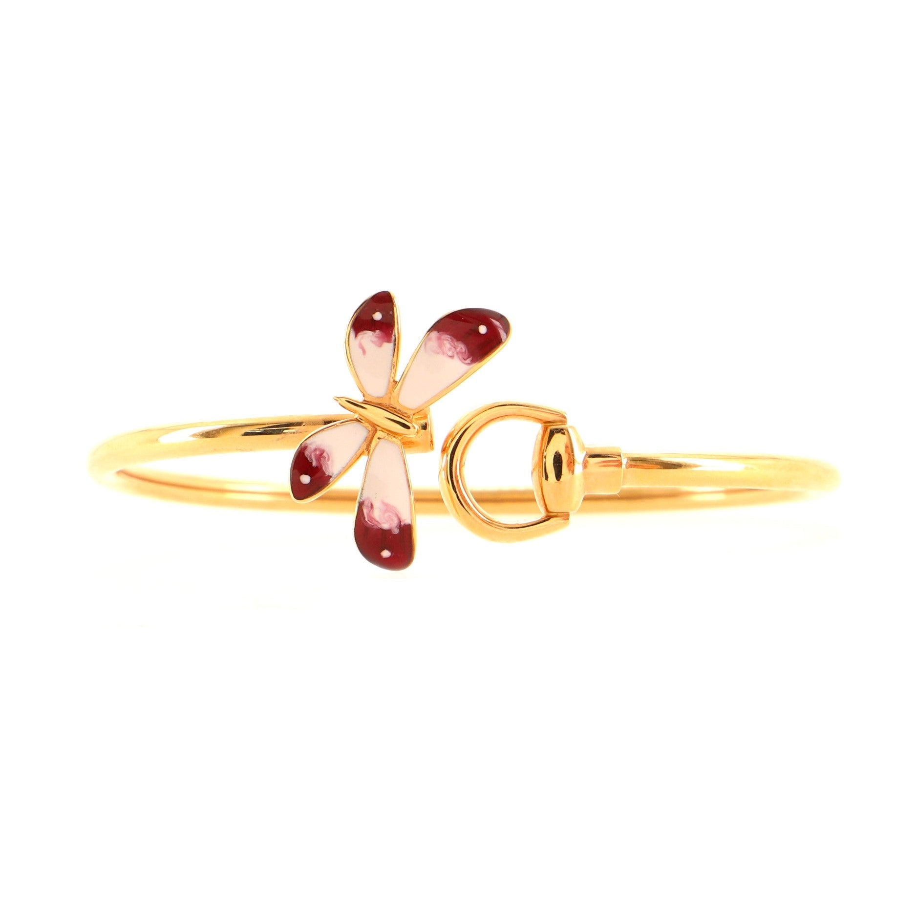 Flora Horsebit Butterfly Cuff Bracelet 18K Rose Gold with Enamel