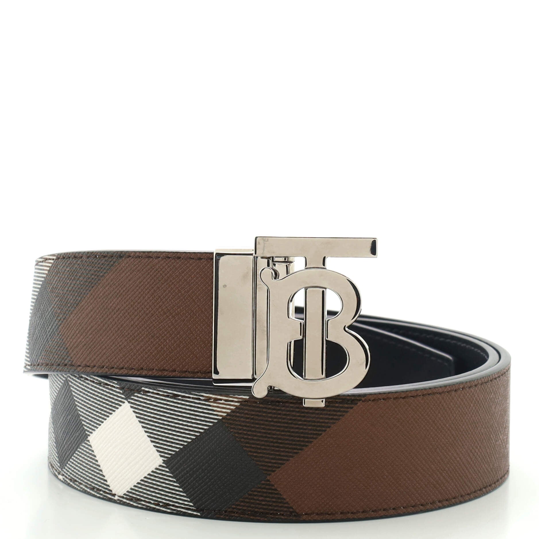 TB Reversible Belt Check E-Canvas and Leather Medium 100