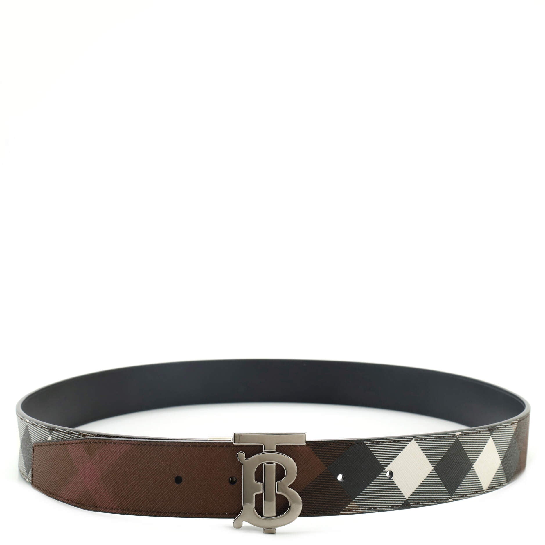 TB Reversible Belt Check E-Canvas and Leather Medium 100