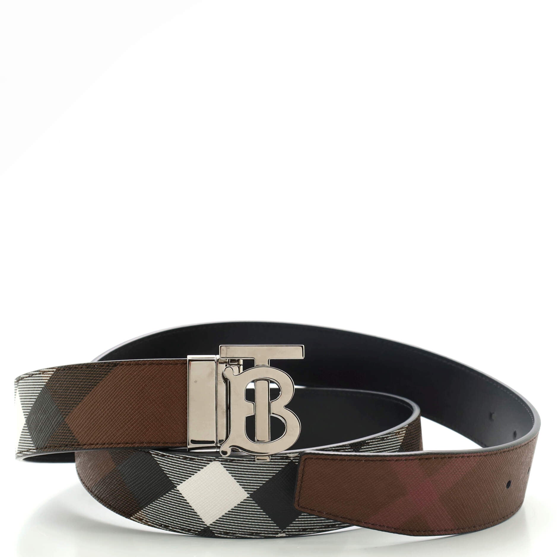 TB Reversible Belt Check E-Canvas and Leather Medium 100