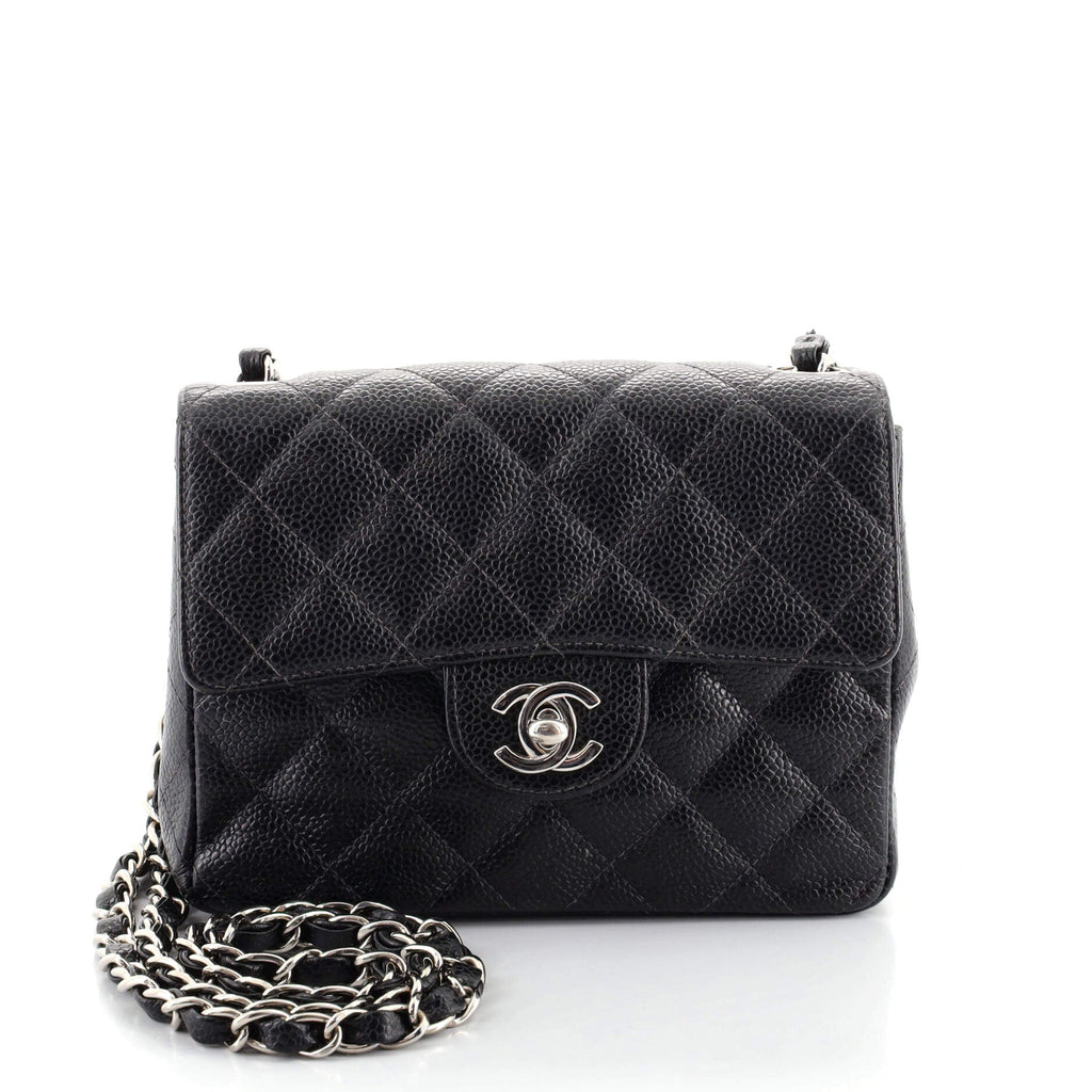 Vintage Square Classic Single Flap Bag Quilted Caviar Mini