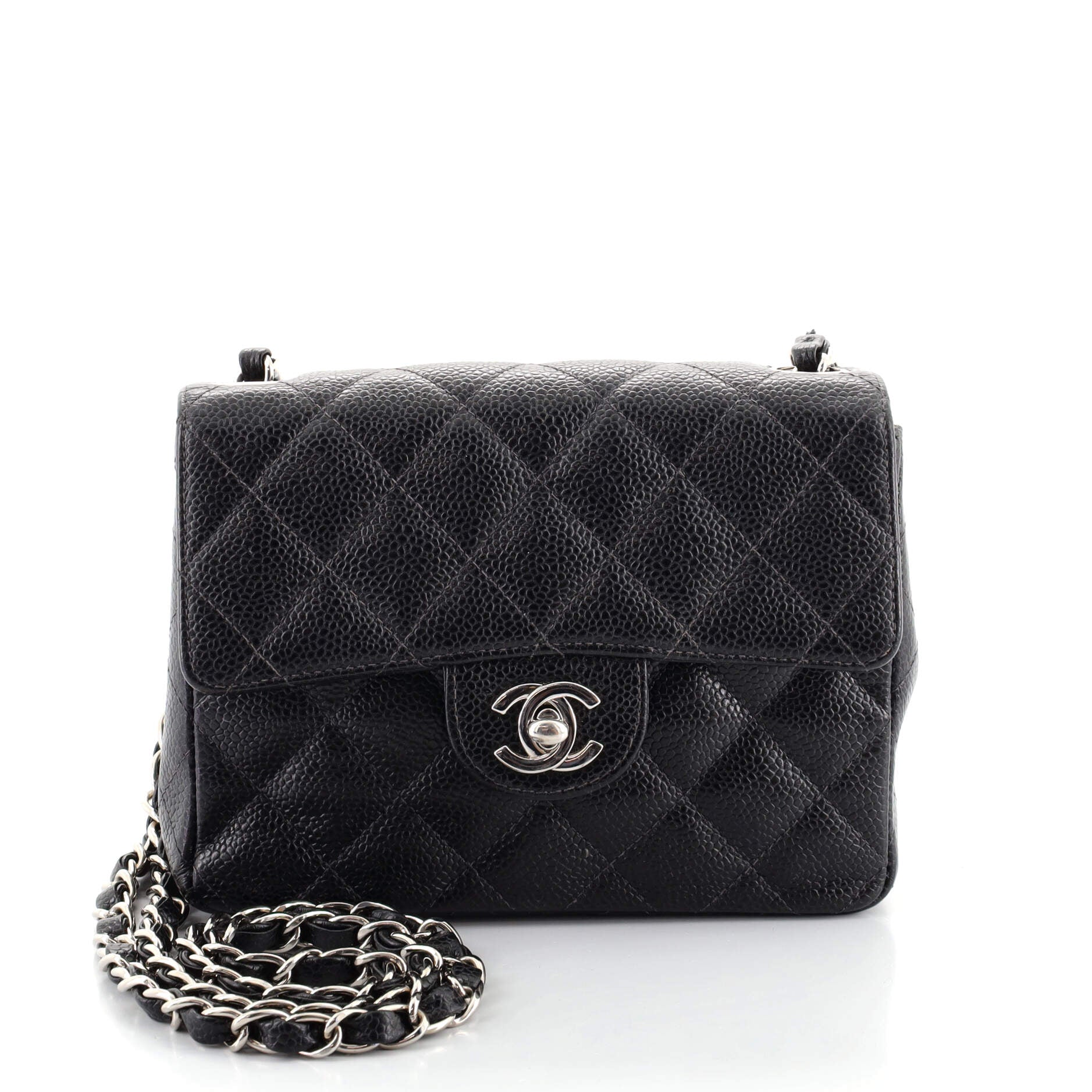 Vintage Square Classic Single Flap Bag Quilted Caviar Mini