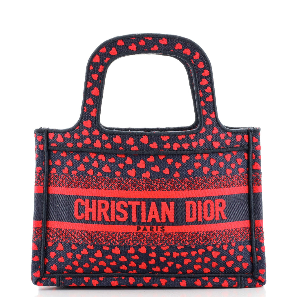 Book Tote I Love Paris Heart Embroidered Canvas Mini