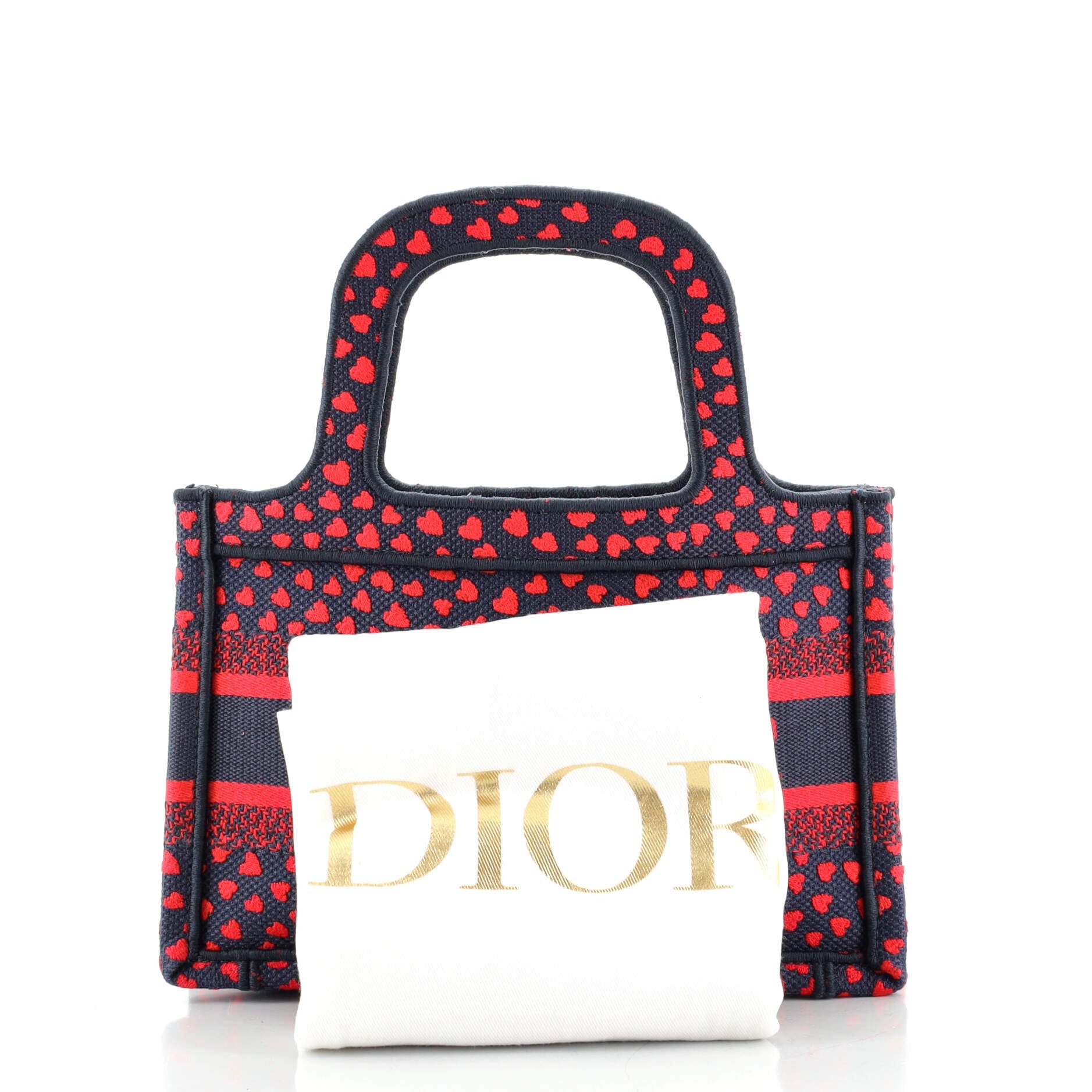 Book Tote I Love Paris Heart Embroidered Canvas Mini