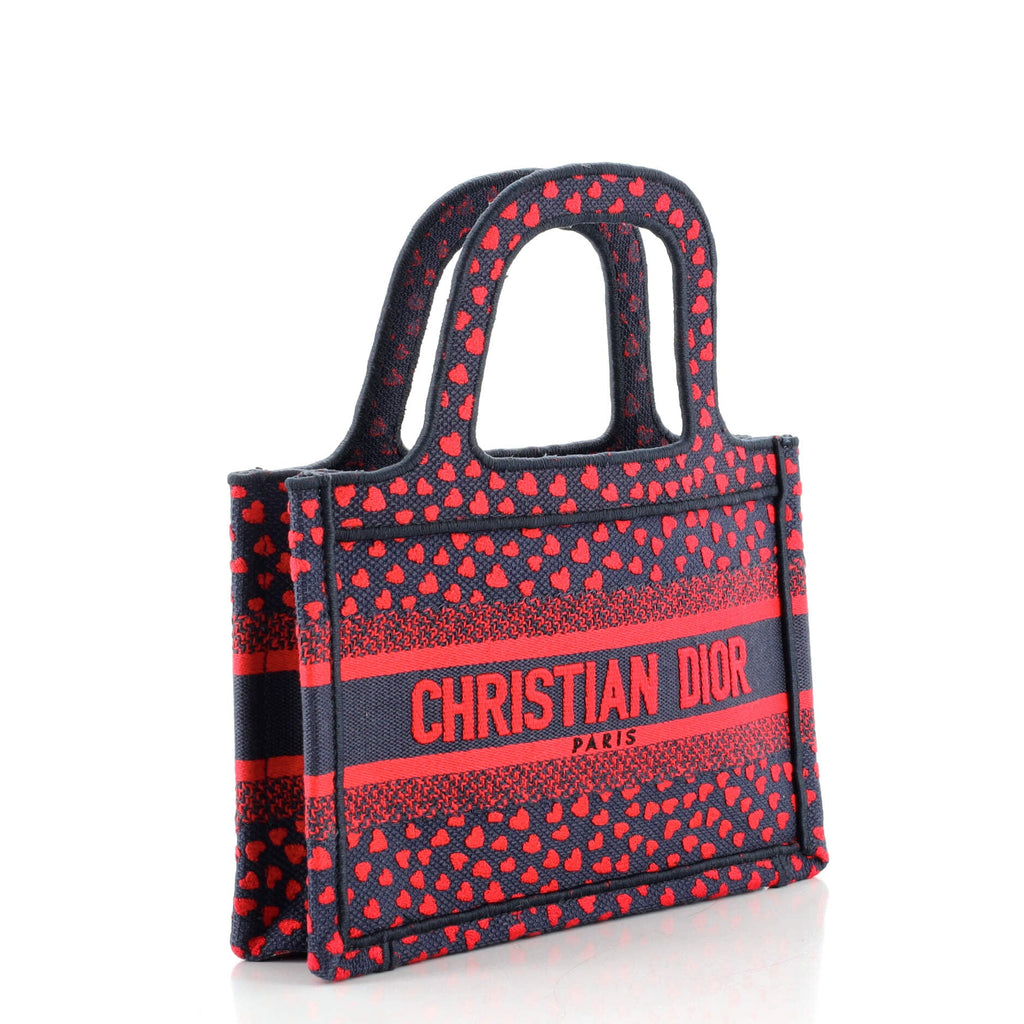 Book Tote I Love Paris Heart Embroidered Canvas Mini