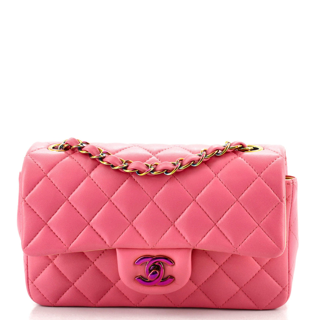 Classic Single Flap Bag Quilted Lambskin with Rainbow Hardware Mini
