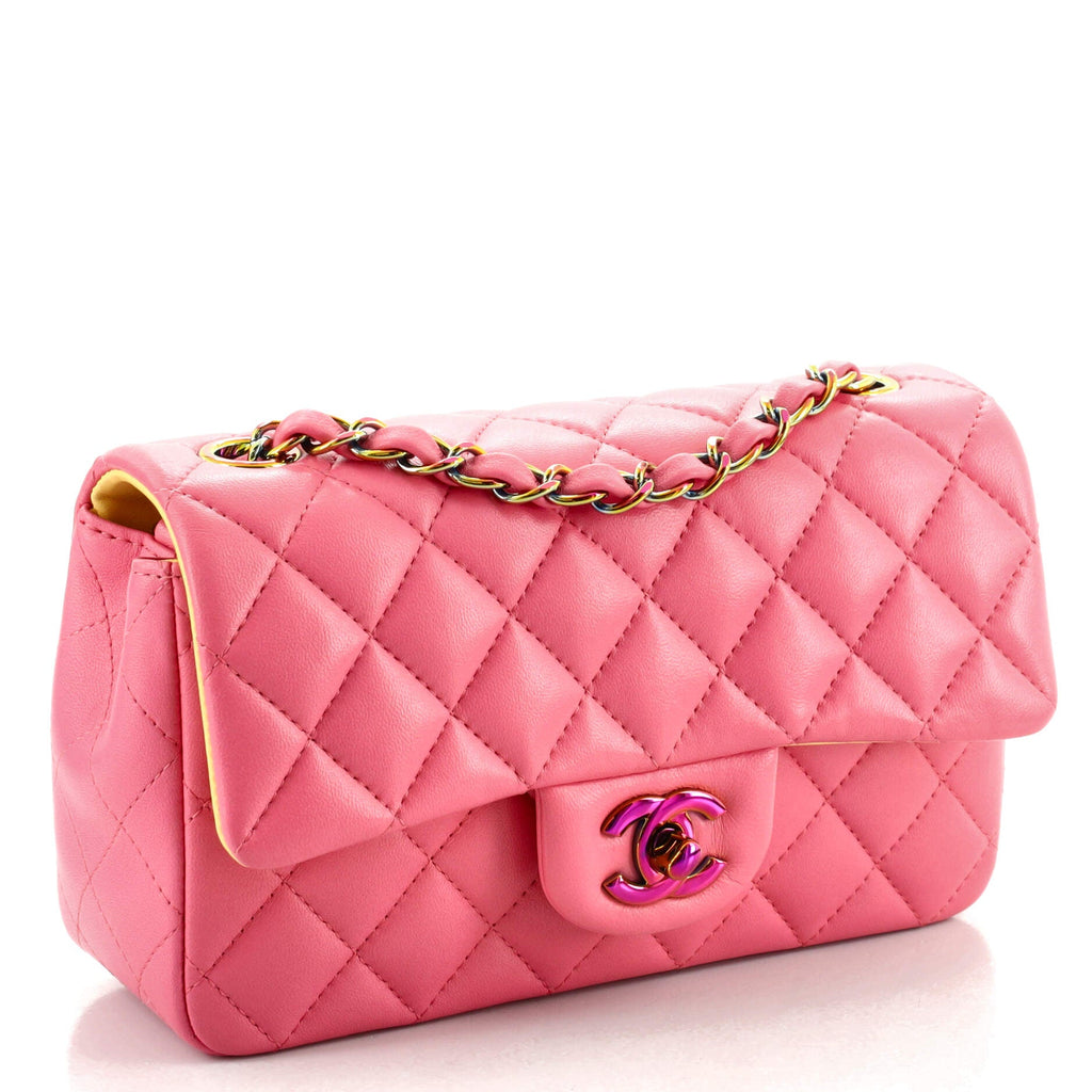 Classic Single Flap Bag Quilted Lambskin with Rainbow Hardware Mini
