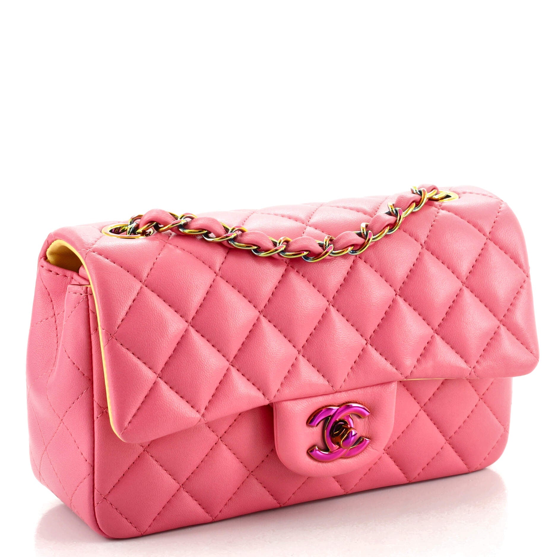 Classic Single Flap Bag Quilted Lambskin with Rainbow Hardware Mini