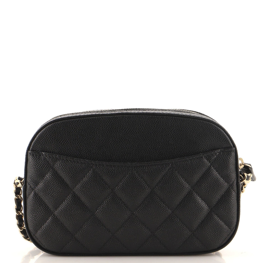Zip Around Chain Camera Case Quilted Caviar Mini