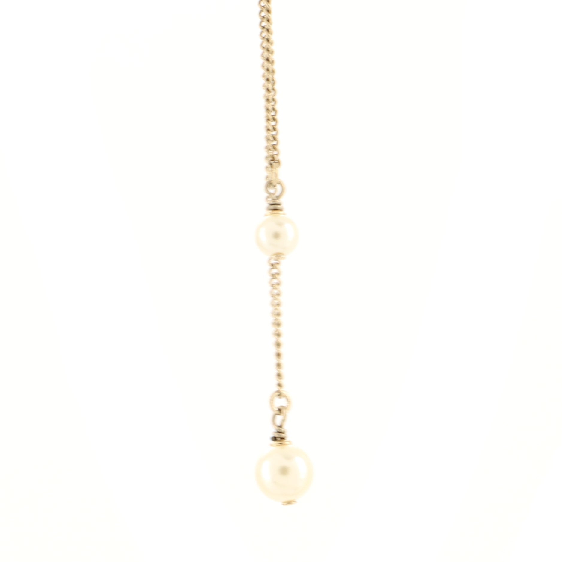 CC Chain Drop Pendant Necklace Metal with Faux Pearls