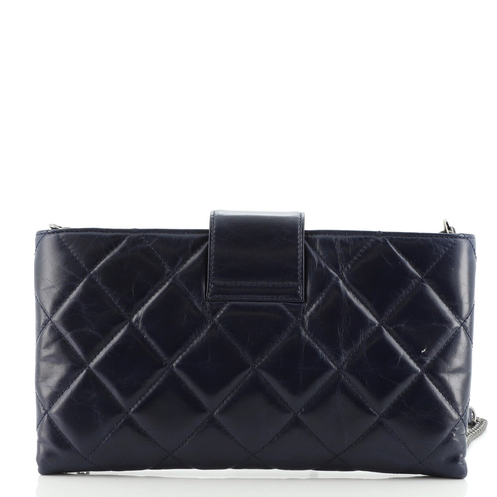 Coco Pleats Duo Color Chain Clutch Quilted Glazed Calfskin Small