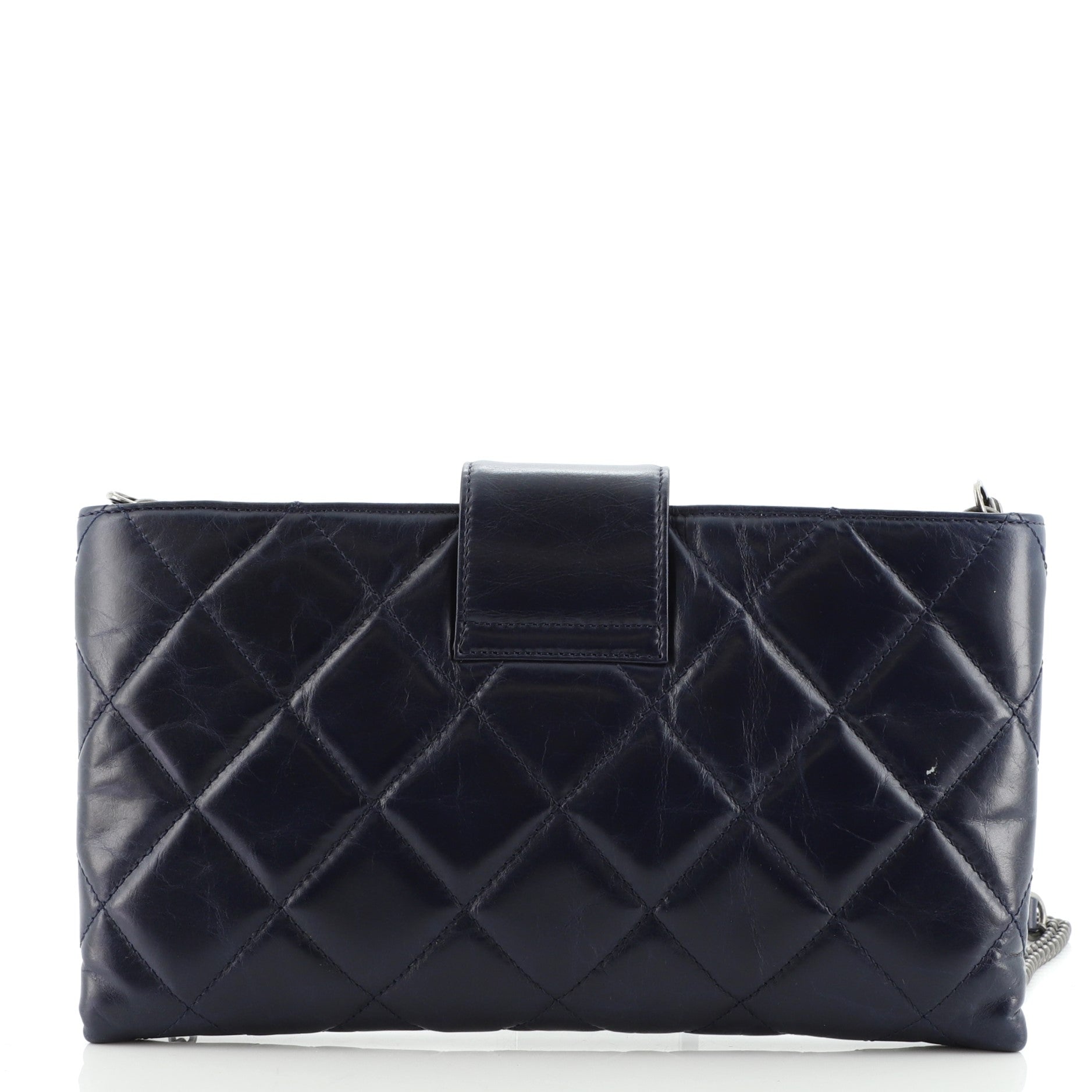 Coco Pleats Duo Color Chain Clutch Quilted Glazed Calfskin Small