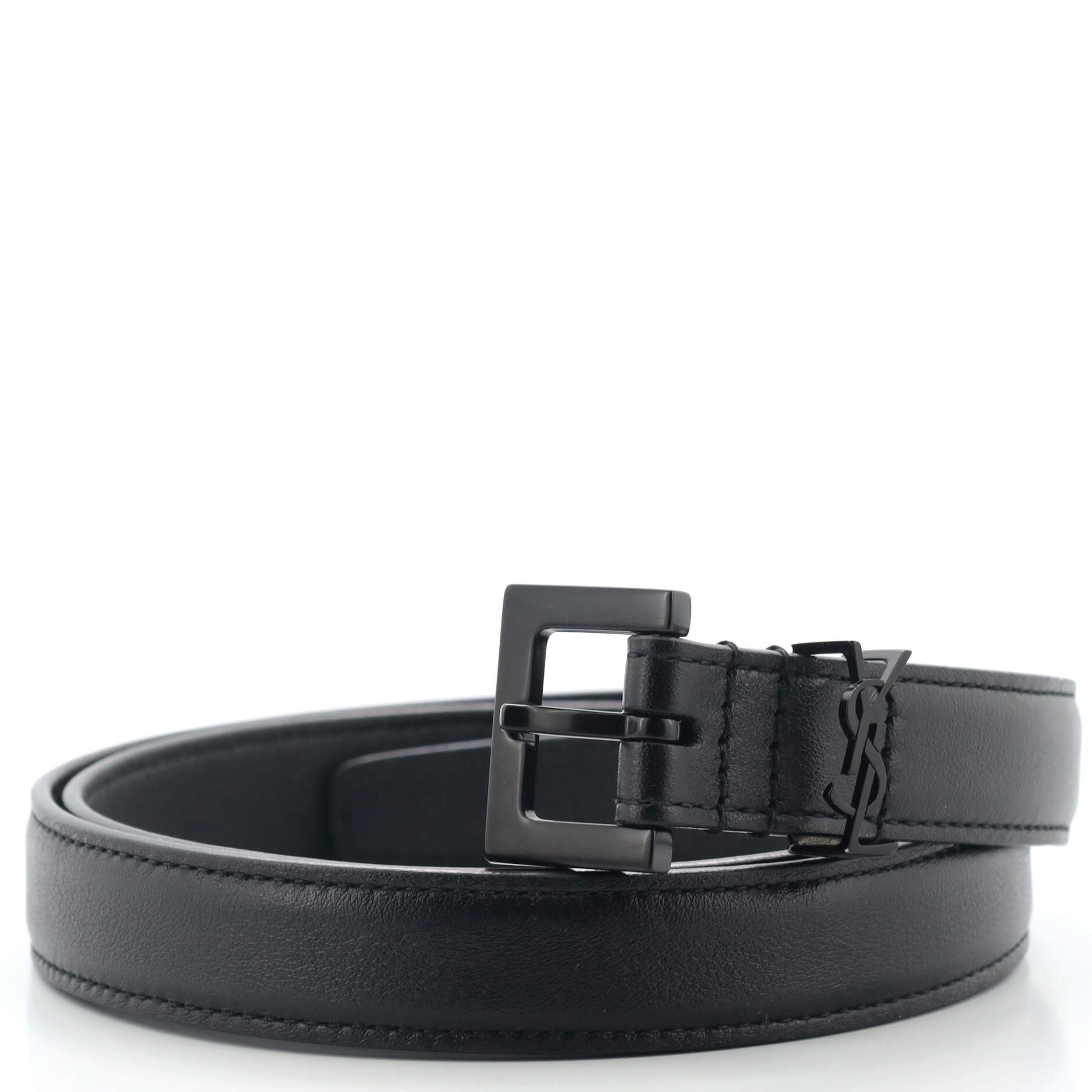 Classic Monogram Square Buckle Belt Leather Thin 75