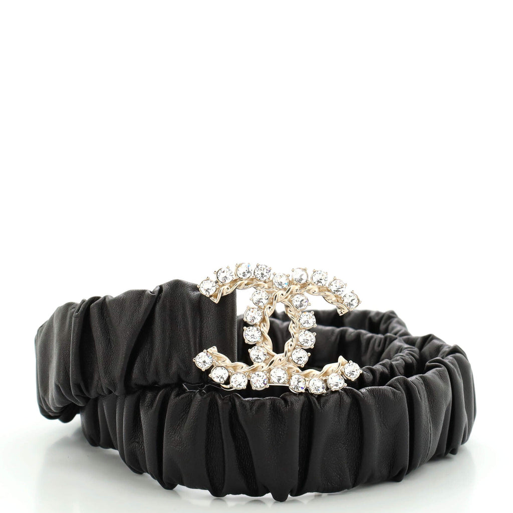 CC Elastic Belt Leather with Metal and Crystals 80