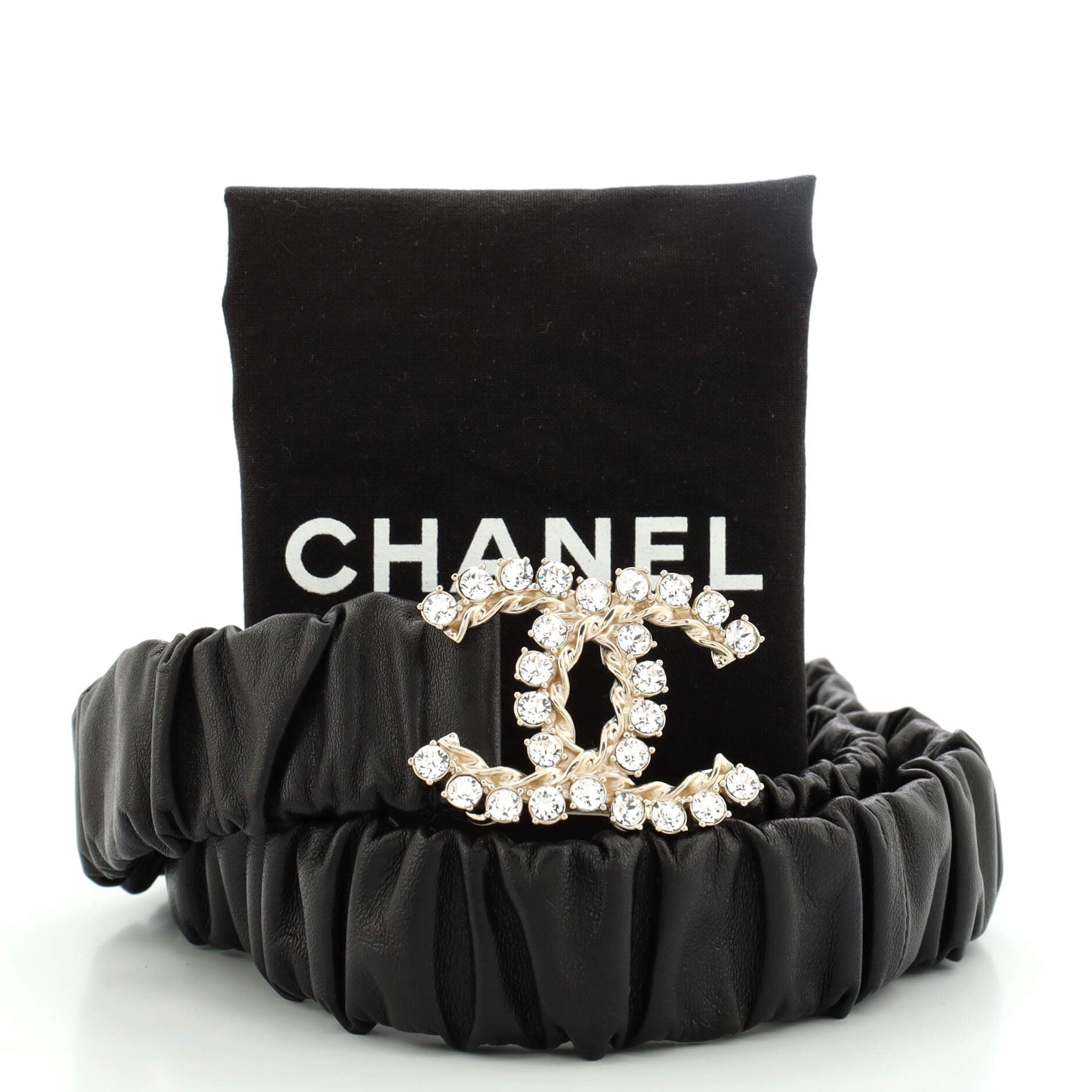 CC Elastic Belt Leather with Metal and Crystals 80