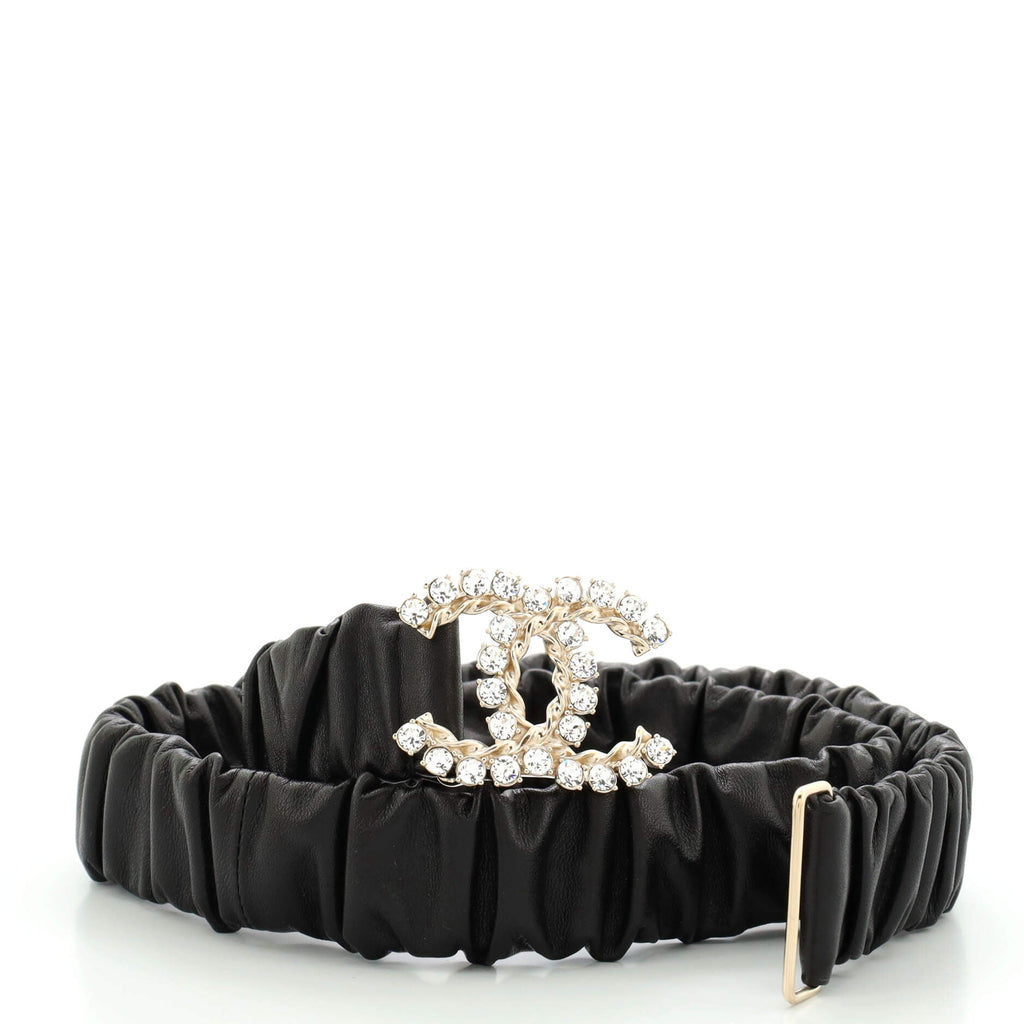 CC Elastic Belt Leather with Metal and Crystals 80