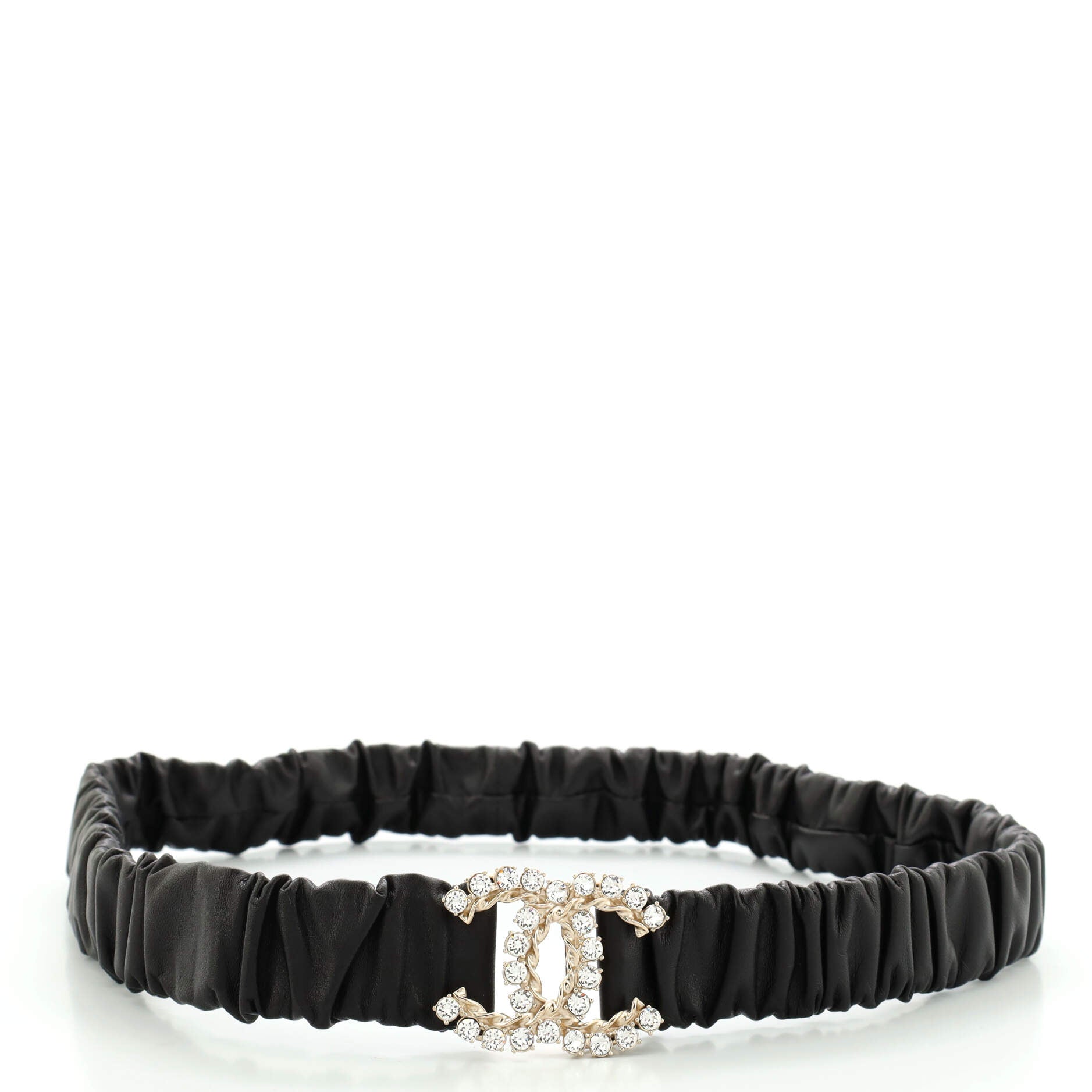 CC Elastic Belt Leather with Metal and Crystals 80