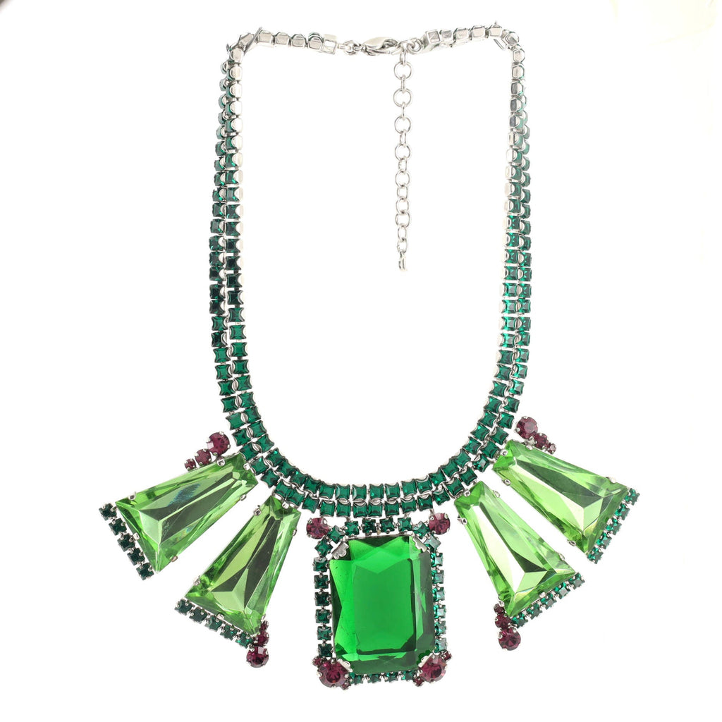 Art Deco Chocker Necklace Metal and Crystal