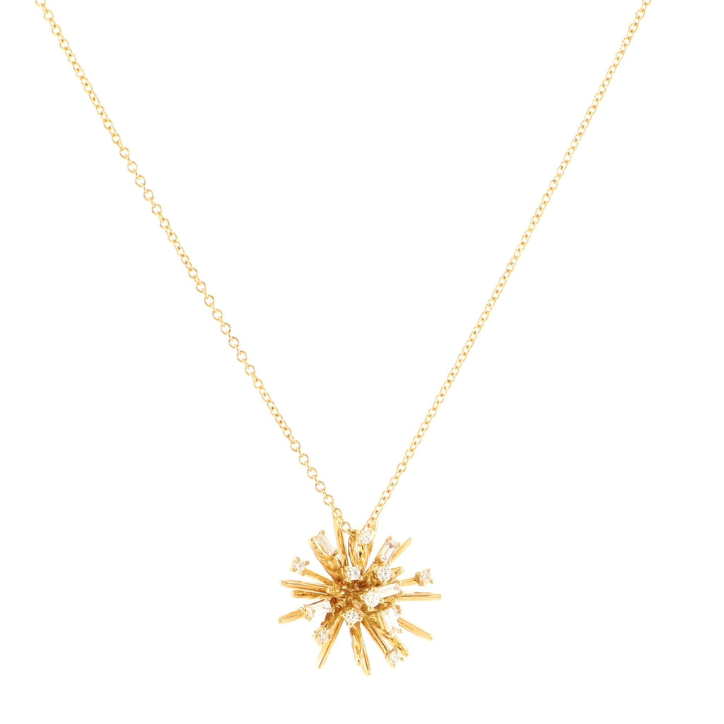 Supernova Pendant Necklace 18K Yellow Gold with Diamonds Small