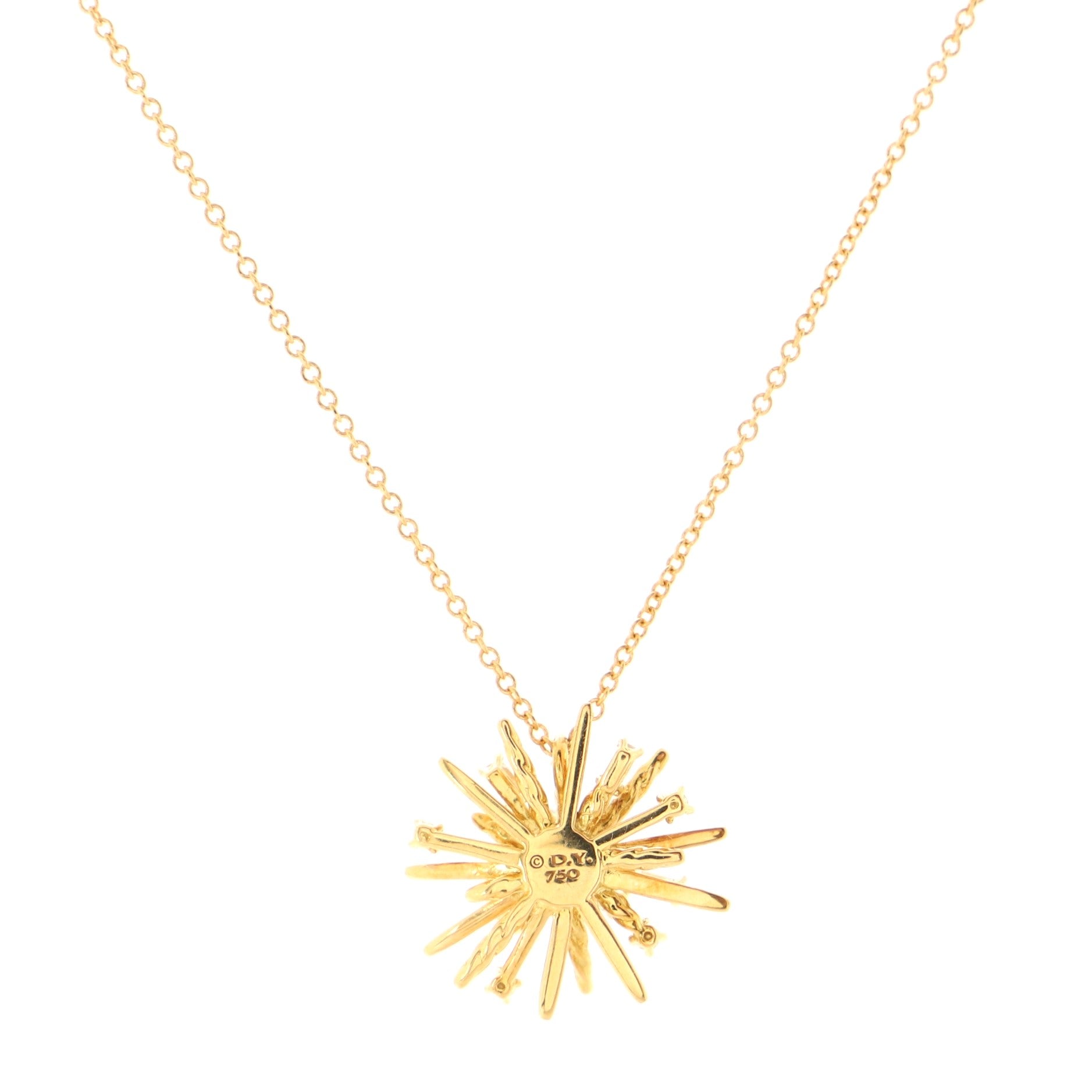 Supernova Pendant Necklace 18K Yellow Gold with Diamonds Small