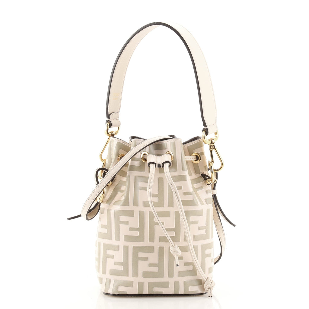 Mon Tresor Bucket Bag Zucca Embossed Leather Mini