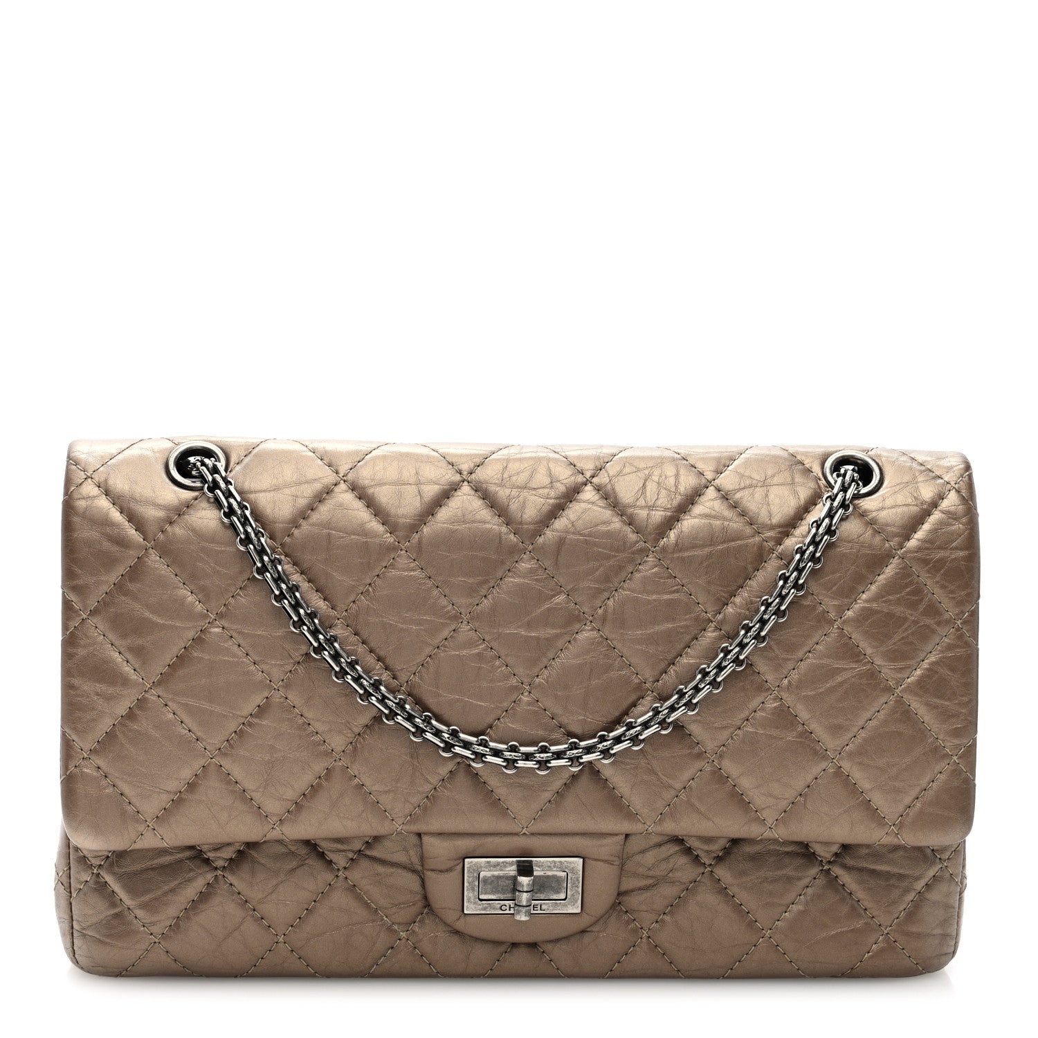 Metallic Aged Calfskin Quilted 2.55 Reissue 227 Flap Bronze