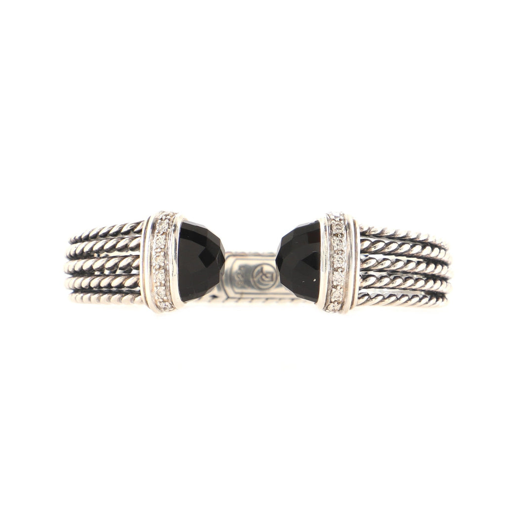 Wheaton Cuff Bracelet Sterling Silver with Onyx and Diamonds 10mm