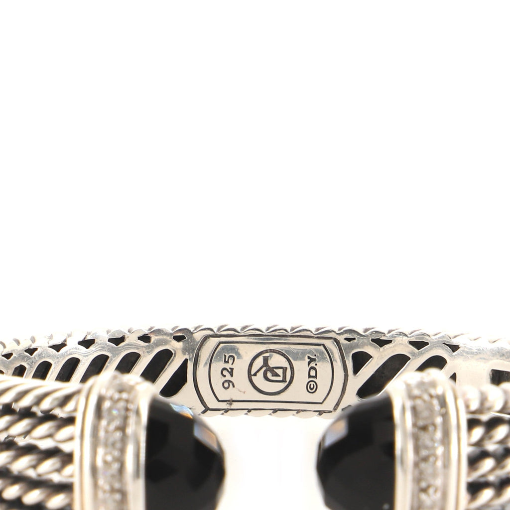 Wheaton Cuff Bracelet Sterling Silver with Onyx and Diamonds 10mm