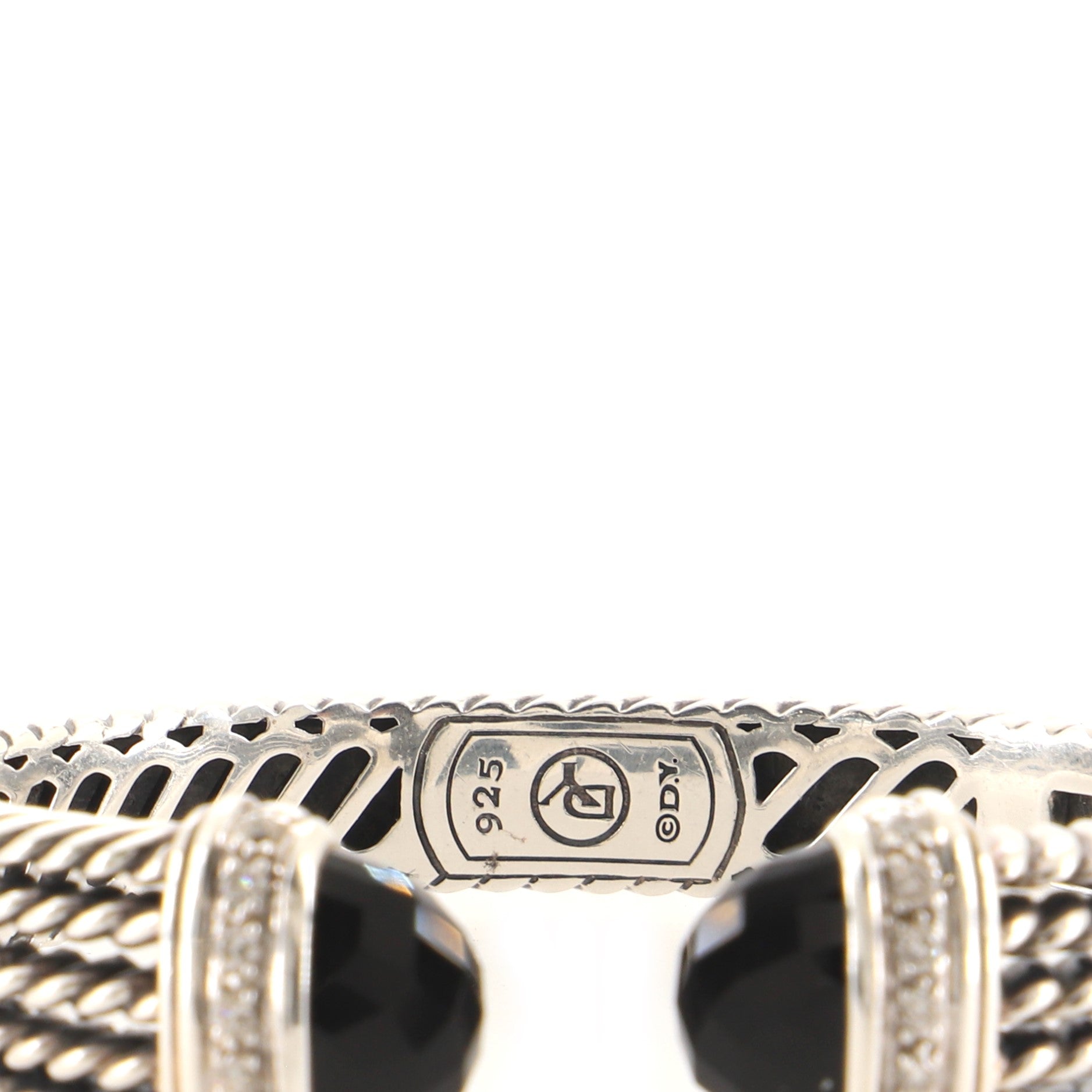 Wheaton Cuff Bracelet Sterling Silver with Onyx and Diamonds 10mm