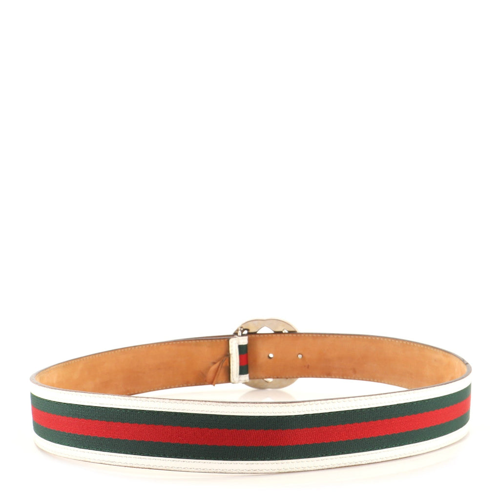 Interlocking G Web Belt Canvas and Leather Wide 90