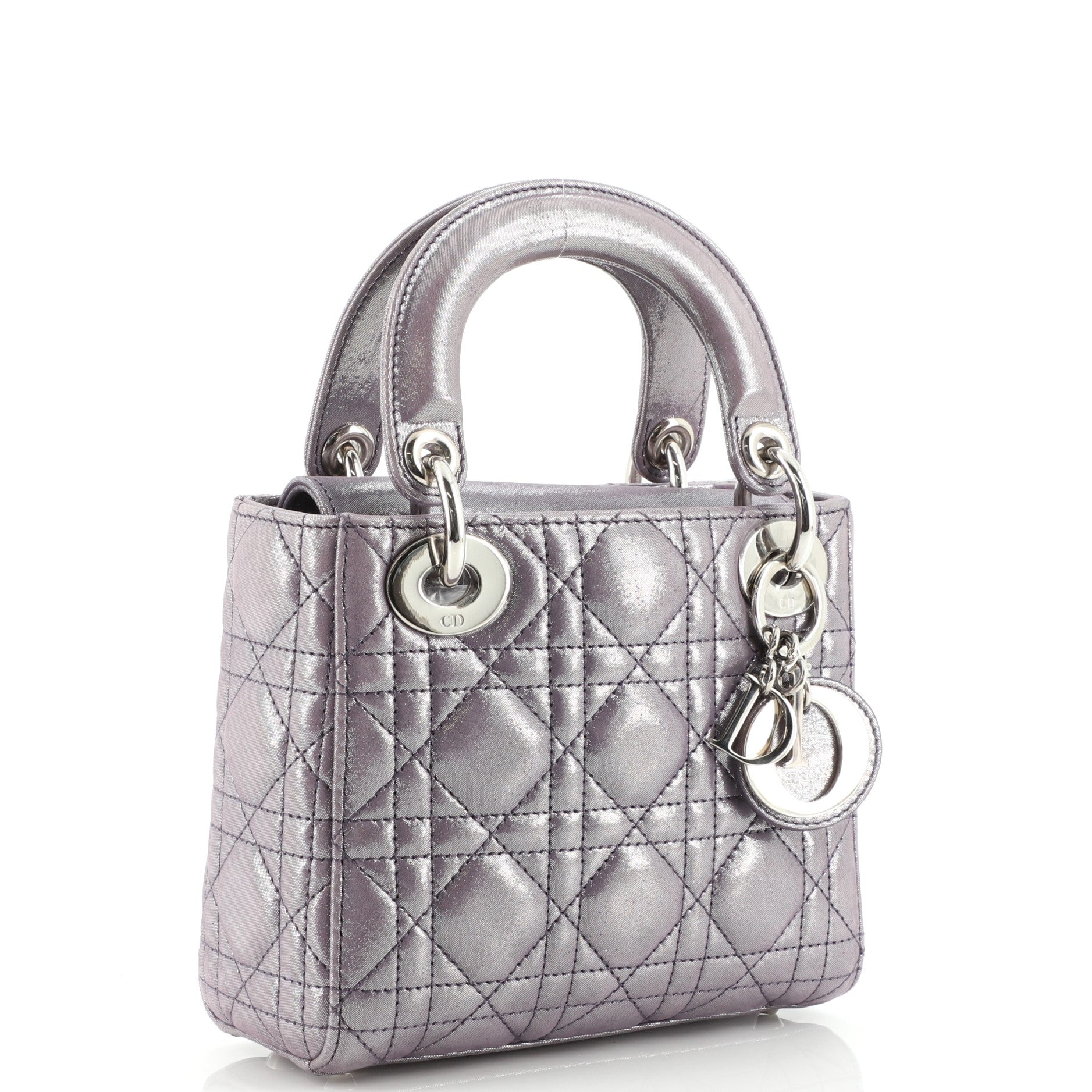Lady Dior Chain Bag Cannage Quilt Iridescent Leather Mini