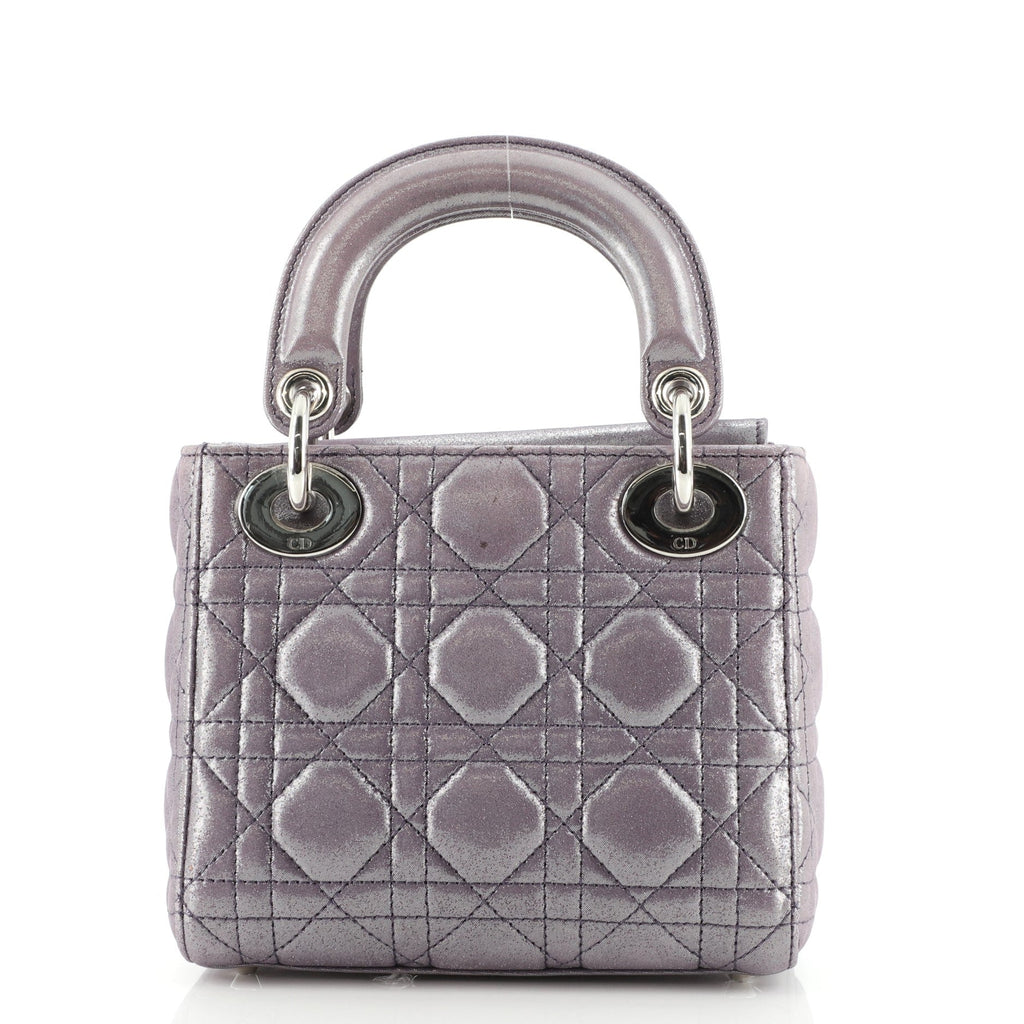 Lady Dior Chain Bag Cannage Quilt Iridescent Leather Mini
