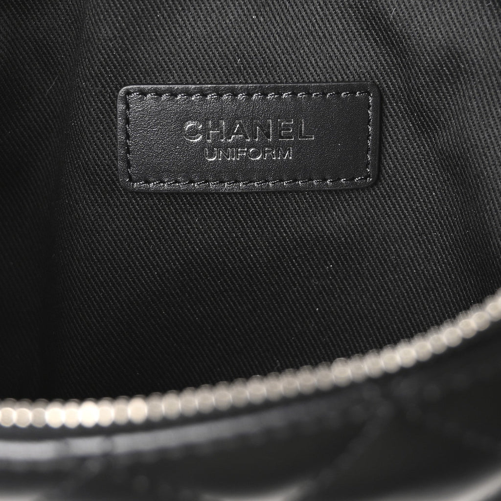 Calfskin Quilted Waist Belt Bag Black