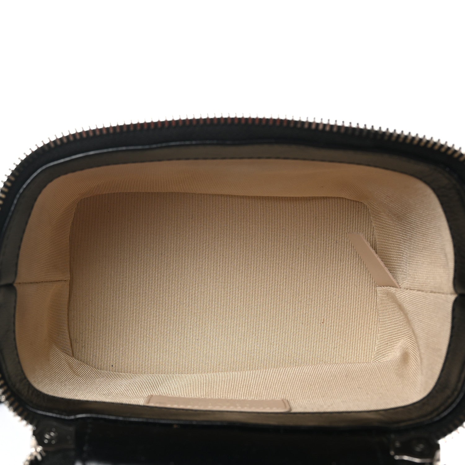 Calfskin Raffia Small Vanity Case Bag Black Beige