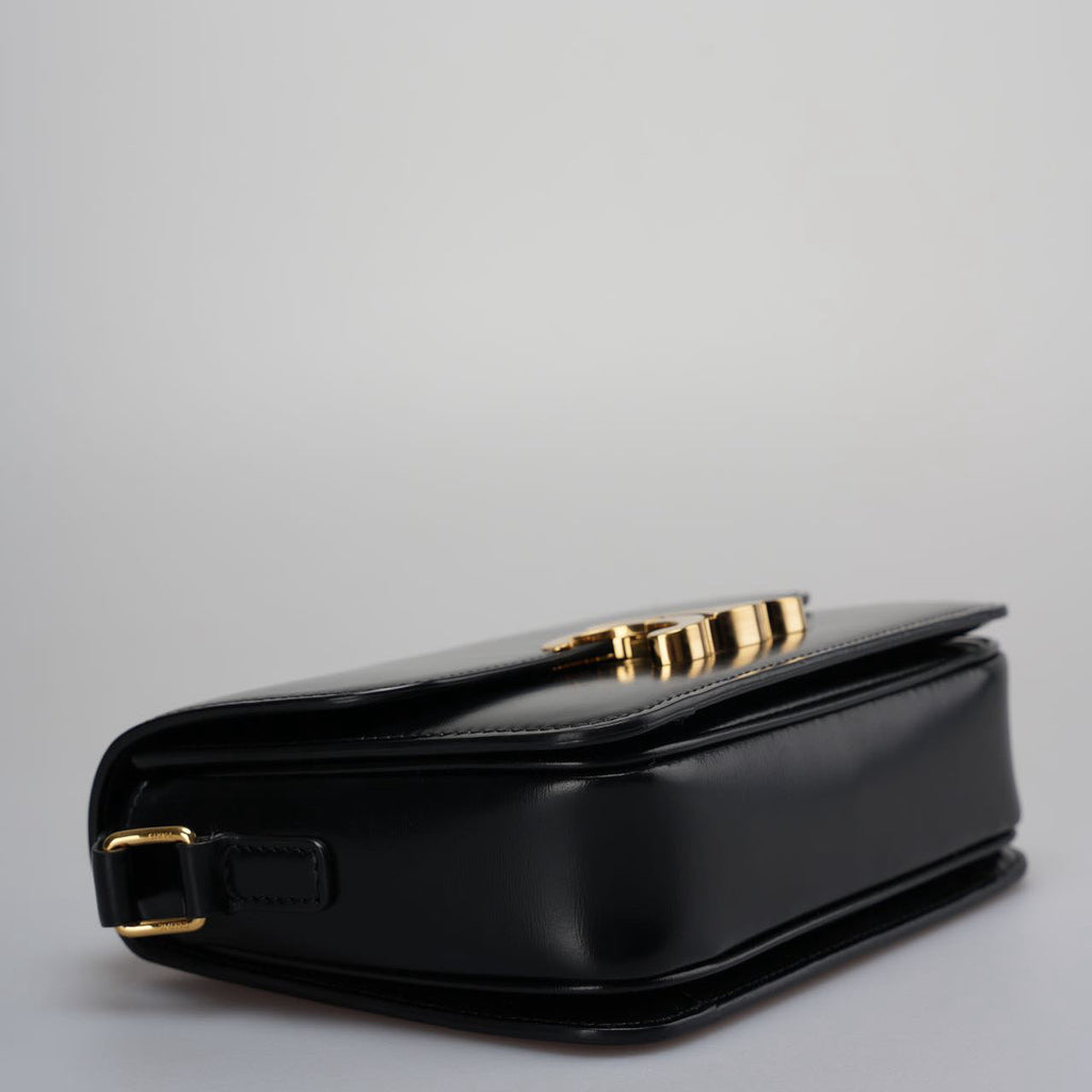 Celine Black Triomphe Crossbody Bag Pre-Owned 2021 Small Calfskin