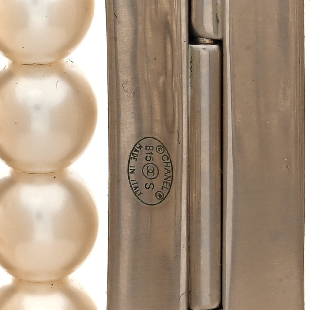 Metal Pearl Cuff Bracelet Silver
