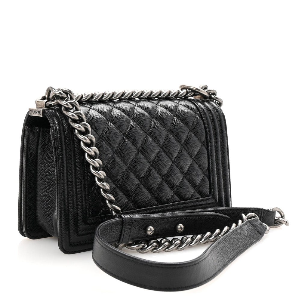 Caviar Quilted Small Boy Flap Black