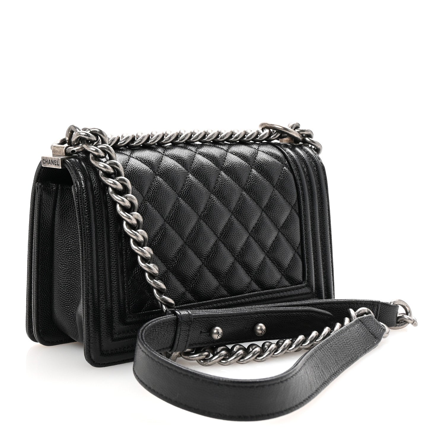Caviar Quilted Small Boy Flap Black