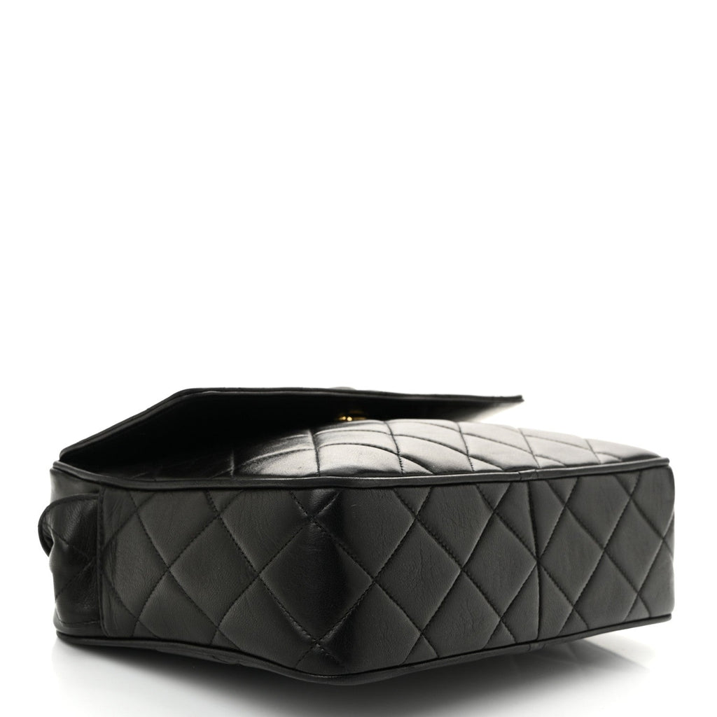 Lambskin Quilted Tassel Flap Camera Case Black