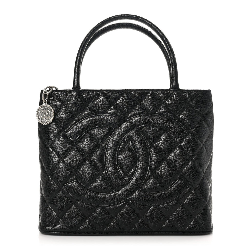 Caviar Quilted Medallion Tote Black