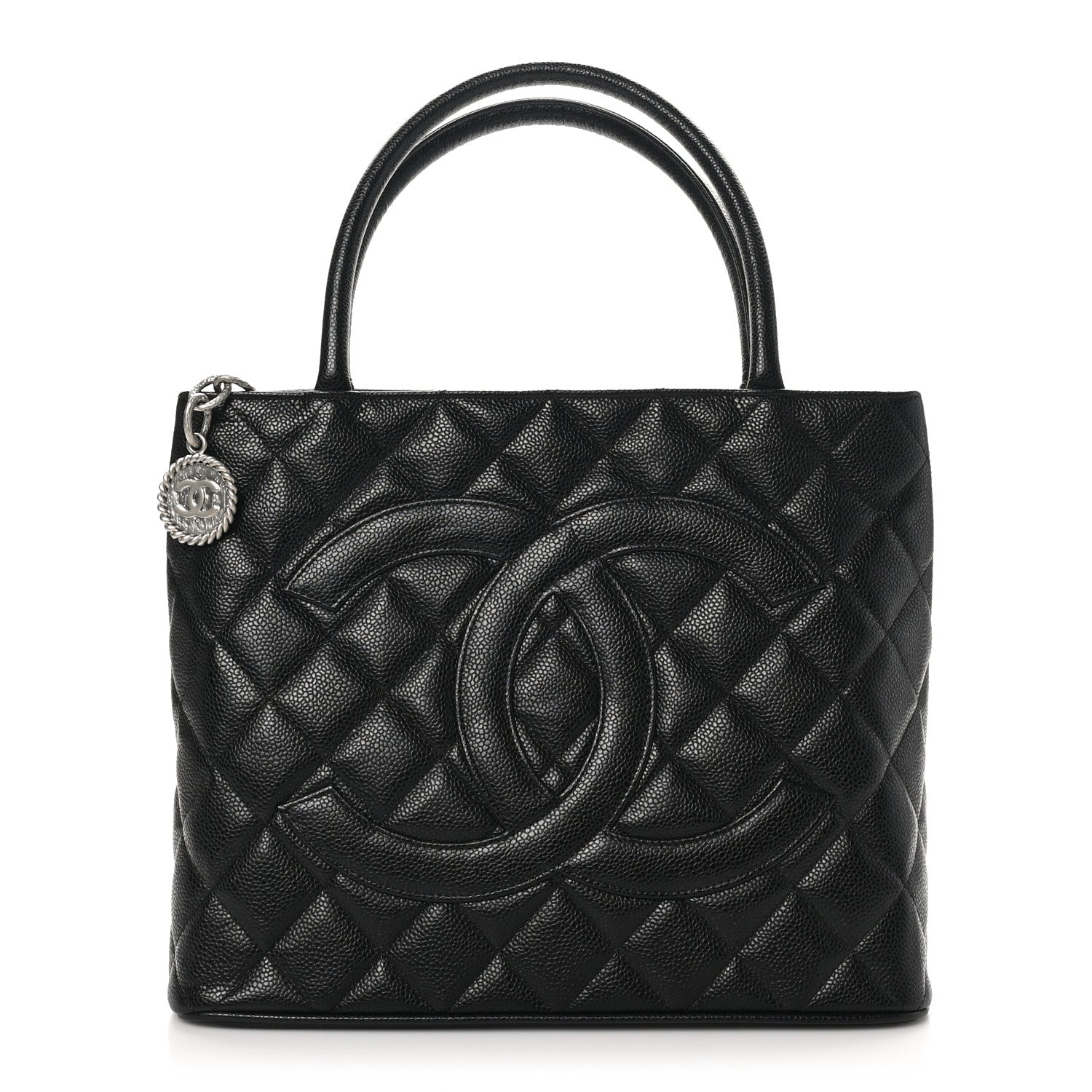 Caviar Quilted Medallion Tote Black