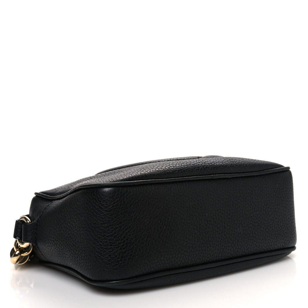 Pebbled Calfskin Small Soho Disco Bag Black