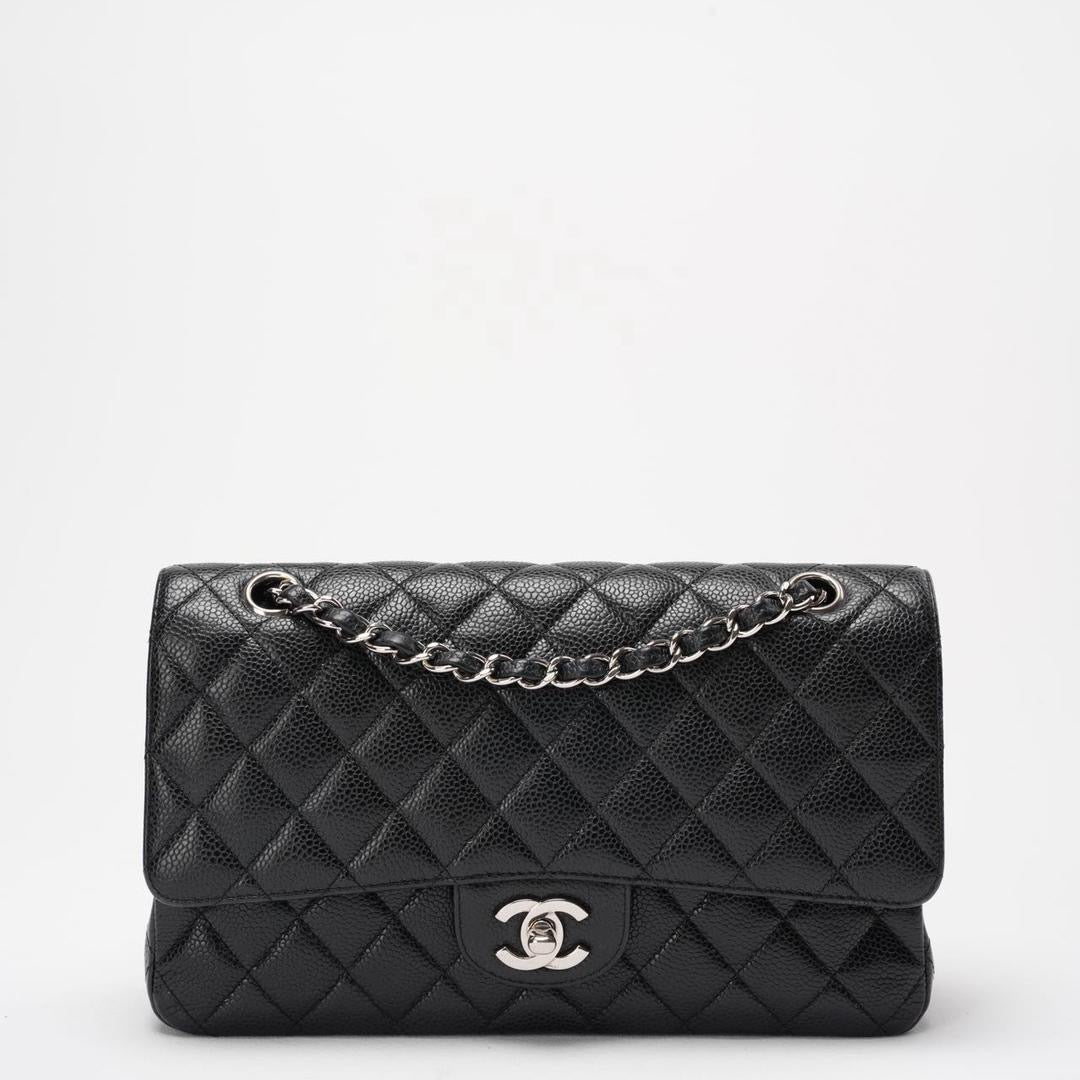 Chanel Black Quilted Caviar Medium Classic Double Flap Bag