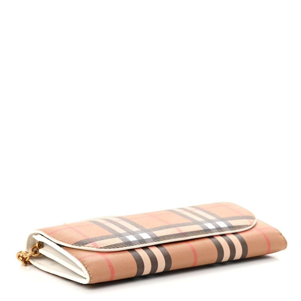Vintage Check Henley Wallet On Chain Chalk White