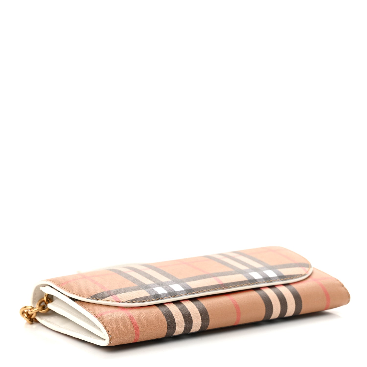 Vintage Check Henley Wallet On Chain Chalk White