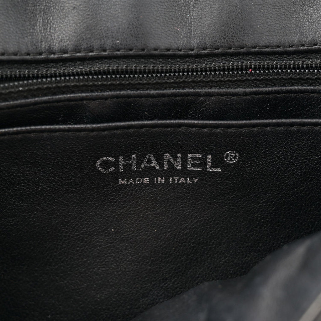 Patent Quilted Jumbo Single Flap Black