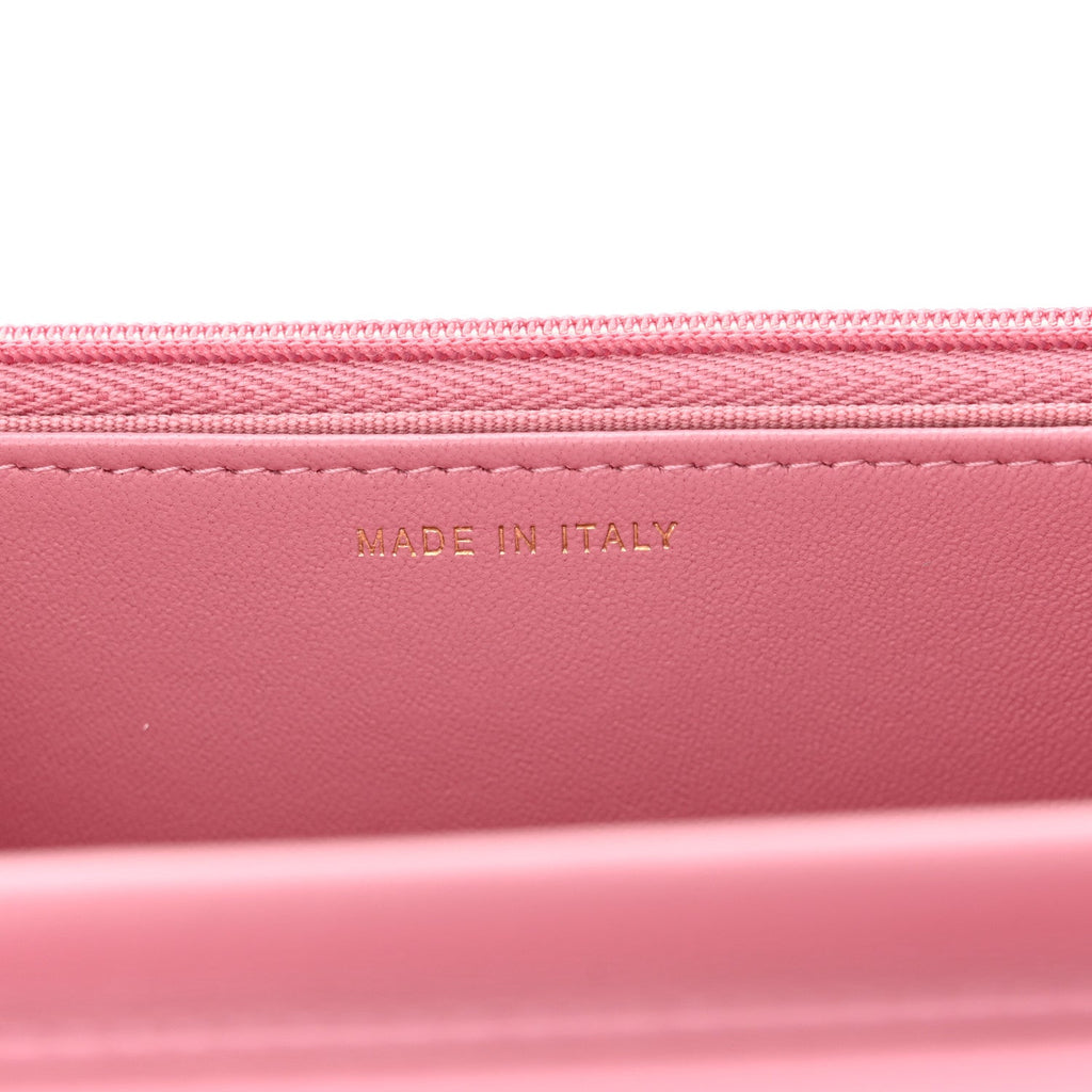 Tweed Quilted Wallet On Chain WOC Pink